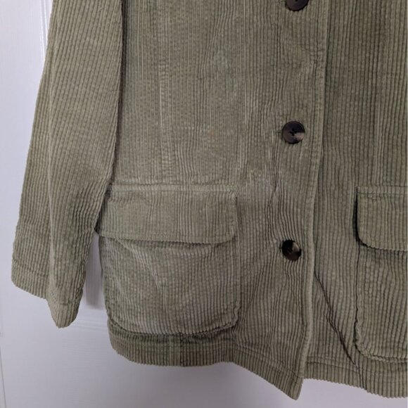 LL Bean Corduroy Barn Jacket Womens Size Medium Green Removable Liner Workwear - Picture 3 of 16